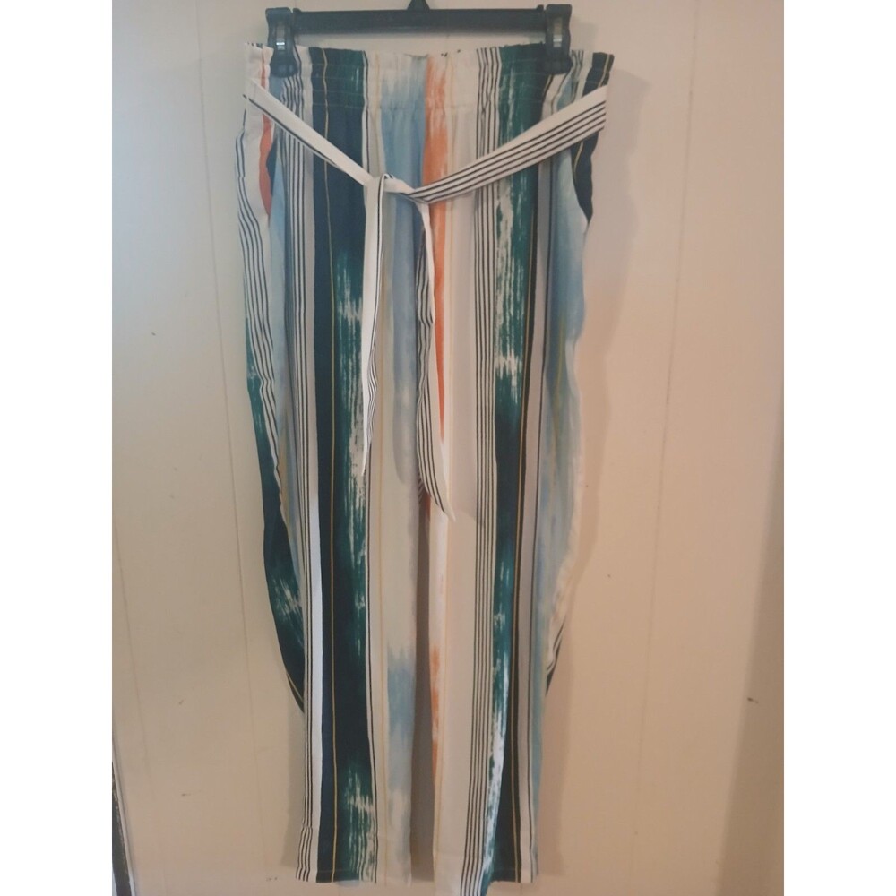 BCBG Women's Lounge  Pants Size M  Multicolor Brushstrokes Belted New